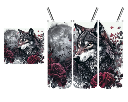 Goth Wolf Roses 20 oz Tumbler