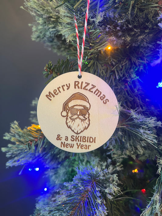 Merry Rizzmas & a Skibidi New Year Christmas Ornament