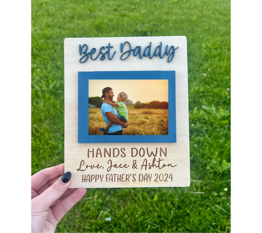 Best Daddy Hands Down Picture Frame Personalized with Names Father's Day Gift